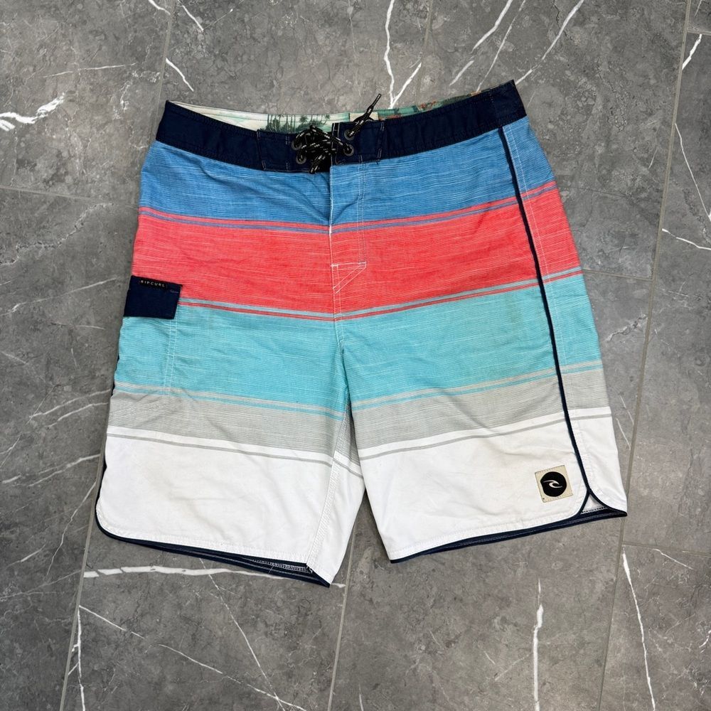 Rip Curl Salmon Blue Multicolor Swim Board Shorts Mens 32 Waist - Picture 2 of 5